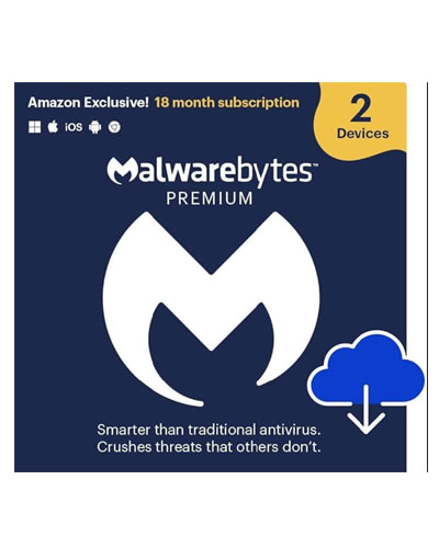 Malwarebytes Premium | 18 Months, 2 Devices | Windows, Mac OS, Android, Apple iOS
