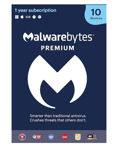 Malwarebytes Premium 4.5 Latest Version Antivirus Software | 12 Months, 10 Devices