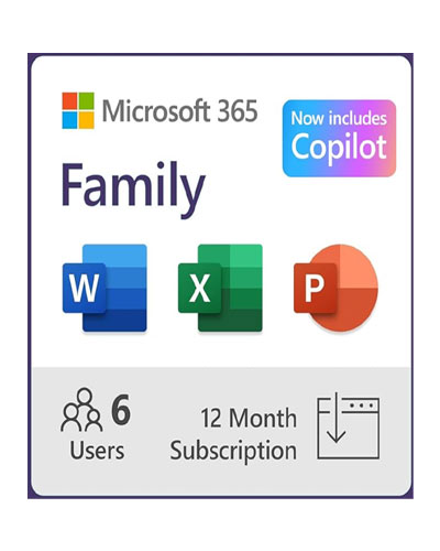 Microsoft 365 Family | 12-Month Subscription, Up to 6 People | Word, Excel, PowerPoint | 1TB OneDrive Cloud Storage